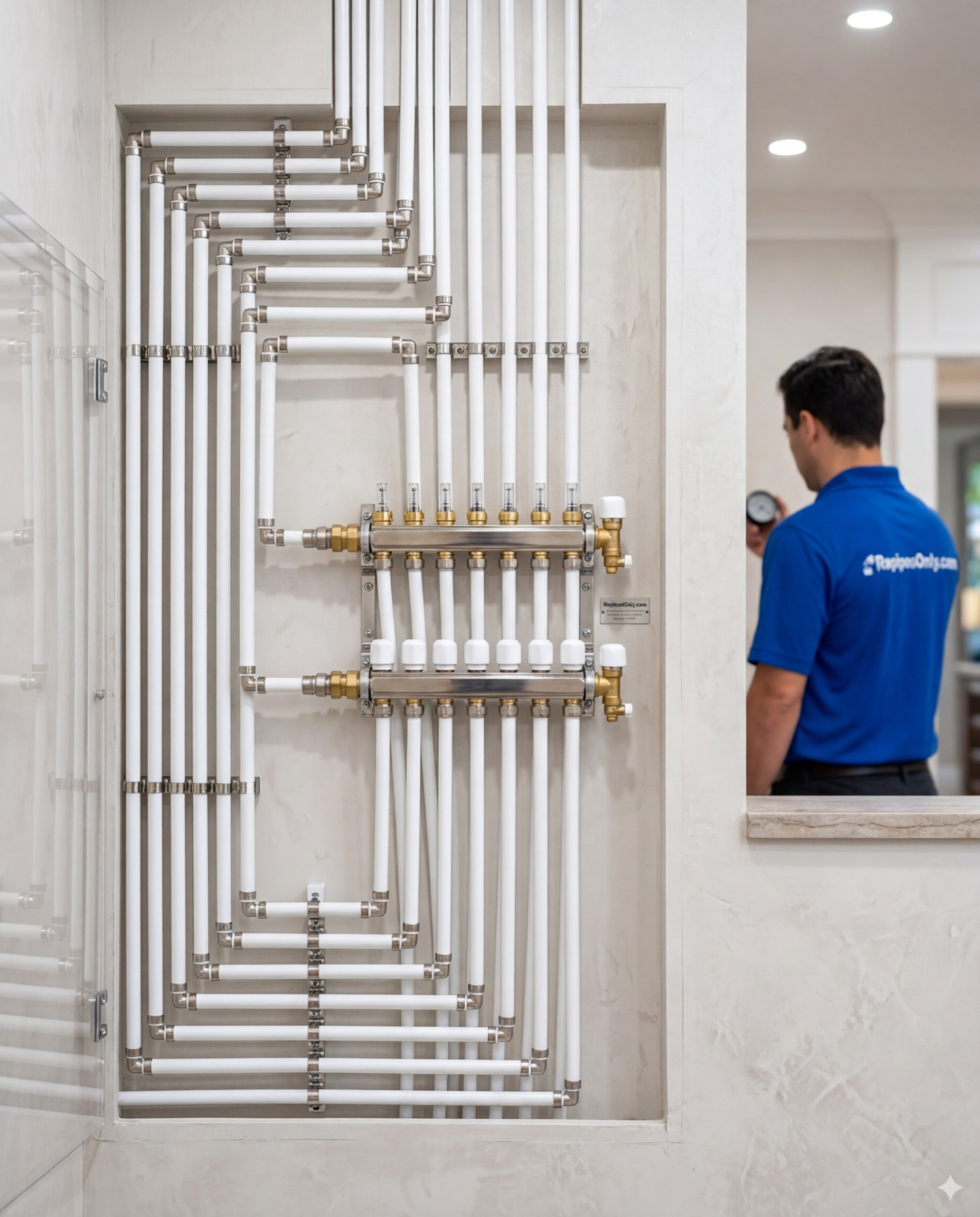 Final walkthrough after whole-home repiping project