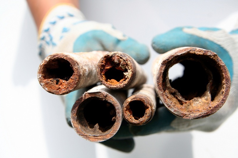 Corroded rusty pipes before whole-home repiping